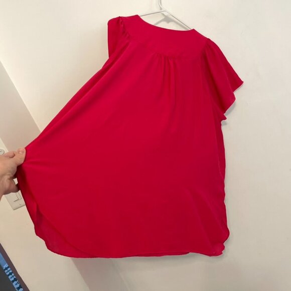 MARKET & SPRUCE STITCH FIX Plus Size Cleve Flutter Sleeve Blouse Raspberry Pink - Picture 14 of 16